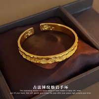 Luxury 24K 9999 Pure Gold real gold Gold shop with wave opening bracelet women's bracelet