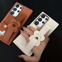 Leather Flip Wallet Bag Heart Wristband Phone Case For Samsung Galaxy S25 Edge S24 S23 S22 S21 FE Ultra S25 S24 Plus Soft Cover