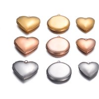 5pcs/lot Photo Frame Pendant Stainless Steel Heart Round Locket Charms For Jewelry Making Supplies DIY Accessories