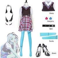 Monster Franky Stein Cosplay Dress Girl Costume Wig Outfit Halloween Christmas Party Women Zombie Girl Dress Up Doujin Clothes