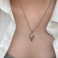 Korean Style Four-Pointed Star Pendent Necklace Simple Girl Clavicle Chain Trendy Girl Wedding Choker Fashion Jewelry Party Gift