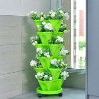 Durable 3/4 Petal Stackable Flower Pot Plastic Space Saving Vertical Pot Planting Container Strawberry Planting
