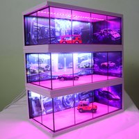 1/64 Scale Miniatures Car Parking Lot Model Lighting Version Car Garage Diorama Models Simulation Collection Gift Building Scene