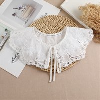Korean Style Fake Collar for Womens Decorative Fake Collar Shawl Wrap Hollow Out Embroidery Lace Necklace Short Poncho Capele