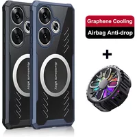 For Poco F6 F5 Pro F3 F4 GT Graphene Cooling Heat Dissipation Magnet Phone Case Airbag Anti-drop Soft HD Transparent Cover Cases