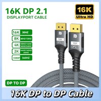 16K DP to DP Cable 48Gbps DisplayPort 2.1 Cable 8K@60Hz/4K@120Hz HBR3 Braided Video Cable for Gaming Monitor RTX 4090