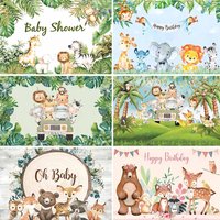 Jungle Animal Safari Background Tropical Forest Boy Girl 1st Birthday Party Newborn Baby Shower Decoration Photography Banner