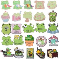 25 Types Frog Shape Enamel Pins Cartoon Froggy Creative Brooches Jewelry Backpack Clothes Cute Animal Lapel Badge Accessories