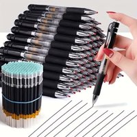 23Pcs/Set Large Capacity 0.5mm Retractable Ballpoint Pen, Black/Red/Blue Replaceable Refill, Student Writing Stationery Supplies
