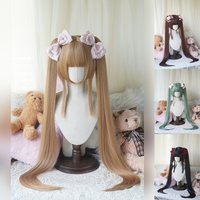 40inchLolita Style straight Double Ponytails Wig | Synthetic Hair with Bangs for Cosplay, Halloween, Anime Theme Party Dress Up.