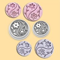2Pcs Tai Chi Yin Yang Flower Polymer Clay Cutters Set Boho Floral Clay Molds for Earrings Jewelry Making