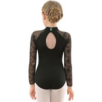 Girls Dance Leotard Toddler Lace Neck Leotard Kids Long Sleeve Leotard with Water Drop-shaped Back