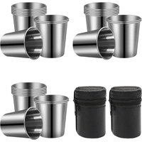 4Pcs Stainless Steel Stackable Cups Metal Tumblers with Storage Bag for Camping Hiking Travel Beach Backyard BBQ Outdoor Bar