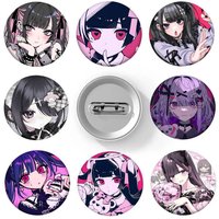1pc Jirai Kei Fashion Beautiful Girl Anmie Cartoon Style Badge Brooches On Backpack Decoration Round Enamel Pins For Accessorys
