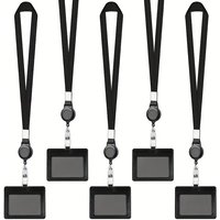 factory access card holder with extendable buckle; 1 work ID card holder with hanging rope and zipper