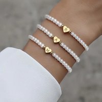 26 Letters Initial Bracelet For Women Faux Pearl Bracelet Fashion Women link Bracelet Wristband Jewelry gift Pearl Bracelet A-Z