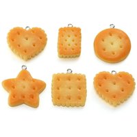 10PCs Resin Cute Butter Biscuits Cookies Food Pendant Charms for Jewelry Making Supplies Diy Necklace Keychain Findings Supplies