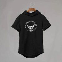 Summer Gym Fitness Sport Hooded Shirts Mens Bodybuilding Casual Hip Hop T-Shirts Breathable Cotton Short Sleeve Muscle Hoodie
