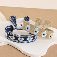 Fashion Woven Bracelets Stackable Evil Eyes Embroidered Tassel Bracelets Everyday Style