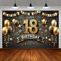 18th Birthday Decorative Banner Polyester Background Cloth Multi Functional Birthday Decoration for Indoor & Outdoor Celebration