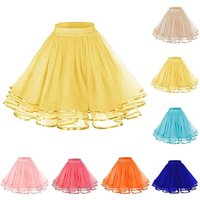 14 Colors Women Petticoat Tutu Underskirts Crinoline 50's Three Layers Ribbon Gauze Tulle Skirt Vintage Bridal Slips Rockabilly