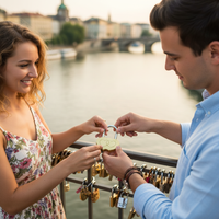Solid 40MM Heart Shape Scenic Wishing Lock Double Heart Valentines Engraved Lock Love Lock Padlock