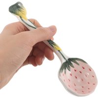 Fruit Series: Beautiful Ceramic Strawberry Spoon—Hand-Painted Underglaze Design, Suitable for Serving Soups, Desserts, and More