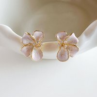 New Trendy Pink White Flowers Stud Earrings for Women Girls Post Spring Summer Cute Jewelrys Gifts