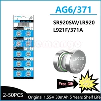2-50PCS 1.55V AG6 30mAh 371 Button Batteries SR920SW LR920 SR927 171 370 L921 LR69 SR920 For Watch Toys Remote Cell Coin Batter