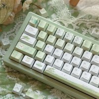 Light Green Summer Rain Keycap Cherry Profile PBT Five-sided Thermal Sublimation Cute Keycaps for Mechanical Keyboard 130 Keys