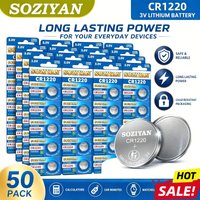 5-200pcs CR1220 Batteries 3V Lithium Coin Cell CR 1220 Battery High Capacity for Watches Healthcare Devices Calculator Etc