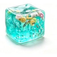 Ocean Gel Cube Squishy Fidget Toy Stress Relief Sensory Toy Starfish Shell Filled Clear Squeeze Toy