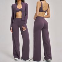 Yoga Set 2/3PCS Workout Outfit Fitness Long Sleeved Sportswear Gym Tracksuit Leggings Set Sports Bra Athletic Wear Women Clothes