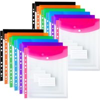 12-Piece File Holder, Binder Dividers with Snaps, Fits 2/3/4/11 Binders, 6 Colors