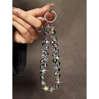 Luxurious Sparkling Diamond Crystal Pearl Wrist Strap, Portable Chain, Phone Charm Clip for Universal Use on mobile phone
