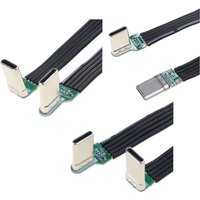 Flexible Flat Silicone USB C to USB C Cable Left/Right Angled for Camera Phones 60W Fast Charge, 480Mbps Data Transfer 896C