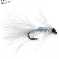 MNFT 10PCS Or 6Pcs Natural White Feather Blue Body Insect Lure Trout Lures Fly Fishing Flies Dry Hook 6# Two Packaging Options