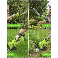 VOERJIA 2-in-1 Cordless Grass Shears & Shrub Trimmer, 21V Mini Hedge Trimmer with LCD Display, Dual Blade System, Lightweight Handheld Garden Tool for Lawn Edging & Bush Shaping
