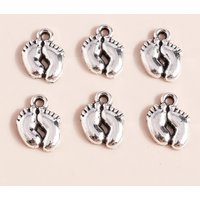 Leslie 50pcs 10*14mm Antique Silver Plated Cute Footprints Charms for Bracelet Necklace Earrings Pendants DIY Jewelry Findings