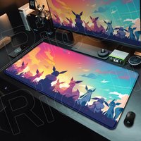 Anime HD Mouse Pad Cute Eevee Rubber Computer Gaming Office Accessories 90x40cm Pokemon Lock Edge Deskmat Gamer Anti-slip Carpet