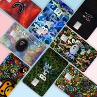 B-BAPE-E Logo Fashion Laser Effect Bank Card Stickers Removable Aesthetic Card Decor