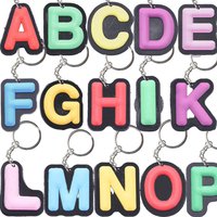 1pcs Cute Colorful Keychains Boys Girls Alphabet Keyrings Kids A-Z Key Chains Macaron Color Key Rings Teens Adult Gifts