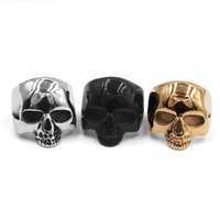 Classic Skull Biker Ring Stainless Steel Jewelry Mens Boys Gift Wholesale SWR0036A
