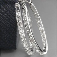 Classic Inlay Synthetic Zircon Circle Hoop Earrings For Women Sparkling Gold Silver Color Temperament Earrings Jewelry Gift