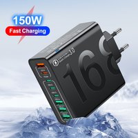 150W QC3.0 Multi Ports Fast Charge Charger Type C USB High Speed Charging Power Adapter For Xiaomi Huawei Oneplus iPhone 14 Pro