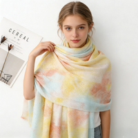 Fashion Ombre Ink Painting Shimmer Fringe Cotton Viscose Shawl Scarf Lady High Quality Wrap Pashmina Stole Bufandas Muslim Hijab