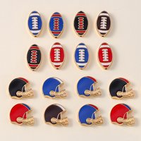 Leslie 10pcs Enamel American Football Sports Charms Beads Rugby Ball Helmet Pendant for Bracelet Necklace Jewelry Making Finding