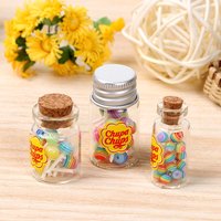 1/12 Scale Lollipops With Jar Dollhouse Miniature Food Simulation Sugar Candy Box Doll House DIY Accessories Photography Props
