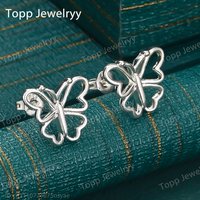 Elegant 925 Sterling Silver Exquisite Butterfly Earrings Fashion Ladies Wedding Accessories Gift Jewelry