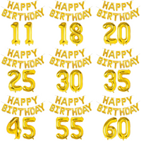 15 Pcs Gold Happy Birthday 30Inch Number Foil Balloons Kids Adult Party Decoration Boy Girl 10 18 20 25 30 35 40 50 60 Years Old